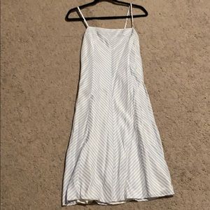 Blue and white striped dress